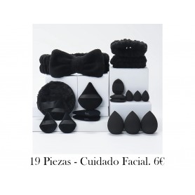 Conjunto de diadema para el cabello de 19 piezas cuidado facial negras
