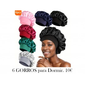 6 piezas de gorro para mujer, color liso 6 gorros para dormir