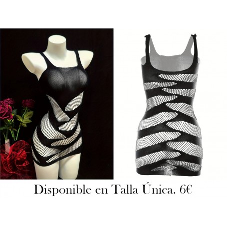 Vestido Ajustado de Red sin Mangas y Sexy MALLA NEGRA