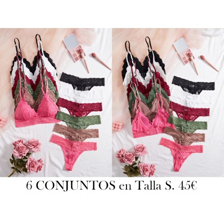 Conjunto de Ropa Interior Sexy y Cómodo 6 CONJUNTOS COLORES