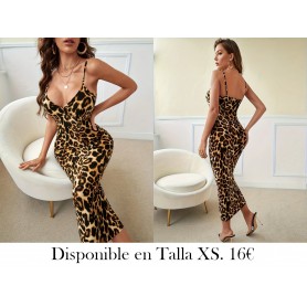 Vestido largo ajustado con estampado de leopardo VESTIDO LEOPARDO