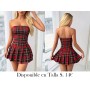 Vestido Corto de Cuadros Sin Hombros y Sin Mangas VESTIDO ROJO VESTIDO COLEGIALA