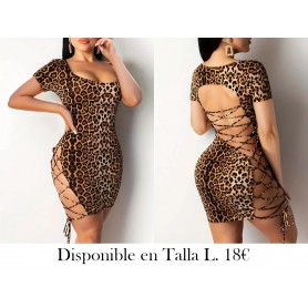 Vestido Corto Ajustado con Estampado de Leopardo VESTIDO LEOPARDO