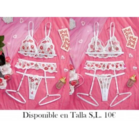 Conjunto de Lencería Sexy con Labios Rojos LENCERIA BLANCA
