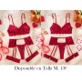 Juego de 5 piezas de Bralette de Encaje Floral LENCERIA FUSCIA LENCERIA VINO