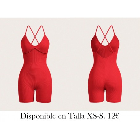 Mono elástico y de ajuste ceñido de un solo color ENTERIZO ROJO