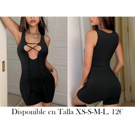 Mono ajustado minimalista sin mangas ENTERIZO NEGRO