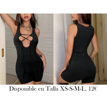 Mono ajustado minimalista sin mangas ENTERIZO NEGRO
