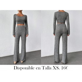 Set de 2 piezas, elegante y casual, de tela suave y cómoda ENTERIZO GRIS