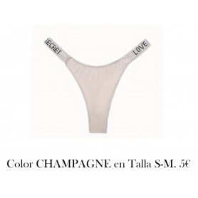 Tanga Con Letras Y Diamantes De Imitación TANGA CHAMPAN