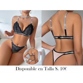 Conjunto de sujetador y bragas de encaje LENCERIA NEGRA