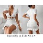 Mini Falda Ajustada Sexy Negra con Escote VESTIDO BLANCO