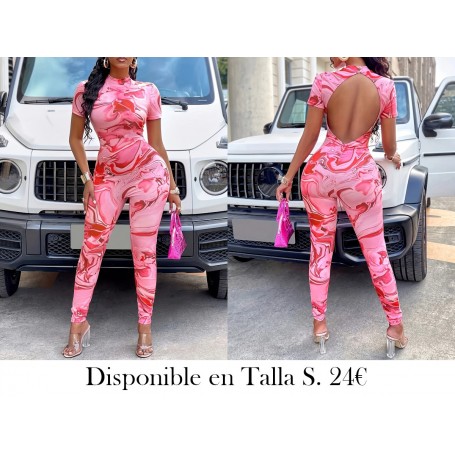 Mono Sexy de Mujer 2025 - Estampado Geométrico ENTERIZO ROSA DEGRADADO