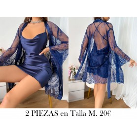 Conjunto de Pijama Casual Cómodo LENCERIA AZUL PIJAMA AZUL