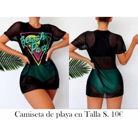 Camiseta Elegante de Playa Tropical camiseta de playa lenceria negra
