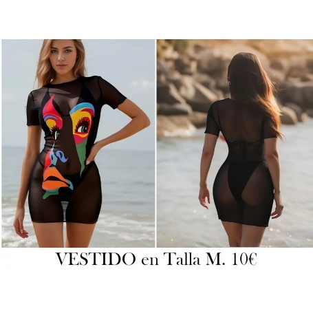 Elegante camisa de protección VESTIDO SALIDA DE BAÑO NEGRA