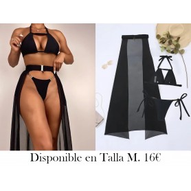 Traje de baño de mujer transfronterizo europeo BIKINI NEGRO LENCERIA NEGRA