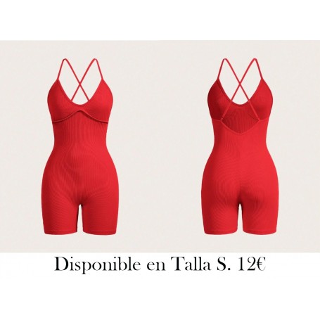 Mono elástico y de ajuste ceñido de un solo color ENTERIZO ROJO