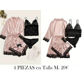 Conjunto de salón de satén sólido BATA ROSA