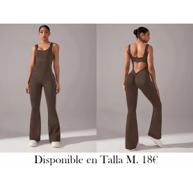 Traje de yoga de cintura alta y cuello en V ENTERIZO CAFE