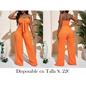 Traje de mujer elegante de un solo color ENTERIZO NARANJA