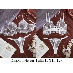 Conjunto de Lencería Sexy de Encaje del Bosque LENCERIA BLANCA