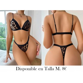 1 conjunto de sujetador y bragas con cierre frontal LENCERIA LEOPARDO