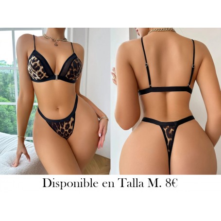 1 conjunto de sujetador y bragas con cierre frontal LENCERIA LEOPARDO
