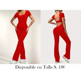 Mono de Mujer con Corte Acampanado y Espalda ENTERIZO ROJO BOTA ANCHA