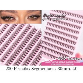 200 pestañas largas segmentadas de 30 mm PESTAÑAS 30D