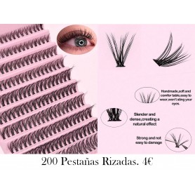 200 piezas de pestañas postizas rizado D PESTAÑAS RIZADAS