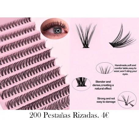 200 piezas de pestañas postizas rizado D PESTAÑAS RIZADAS