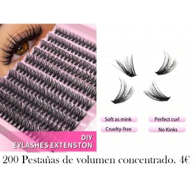 200 piezas de extensiones de pestañas en racimo Pestañas de volumen concentrado