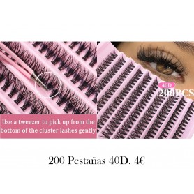200 piezas de extensiones de pestañas pestañas 40D