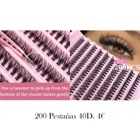 200 piezas de extensiones de pestañas pestañas 40D