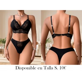 Conjunto de sujetadores de encaje negro sexy LENCERIA NEGRA