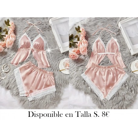 Conjunto de Pijama de Mujer con Encaje PIJAMA ROSA