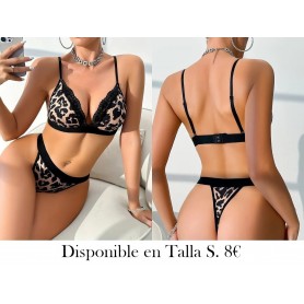 Conjunto de lencería de estampado de leopardo