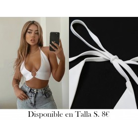 Top Corto Sin Mangas Sexy con Hombros Descubiertos TOP BLANCO