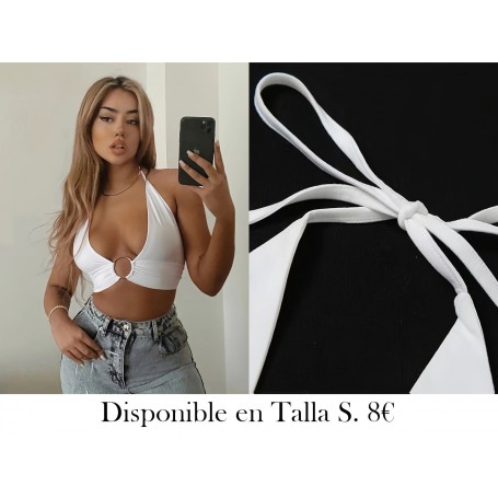 Top Corto Sin Mangas Sexy con Hombros Descubiertos TOP BLANCO
