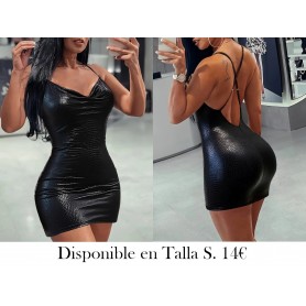 Vestido sin mangas con cuello en V VESTIDO NEGRO