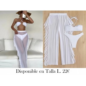 Conjunto de bikini halter sólido para mujer BIKINI BLANCO