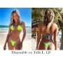1 juego de bikini sexy con cuello en V amarillo BIKINI AMARILLO