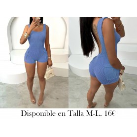 Traje de salto de mujer sexy azul tejido ENTERIZO AZUL
