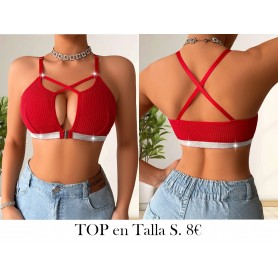 Chaleco de mujer con diseño hueco y elegante TOP ROJO