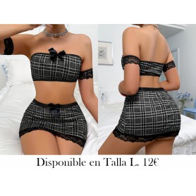 Conjunto de Tres Piezas LENCERIA NEGRA