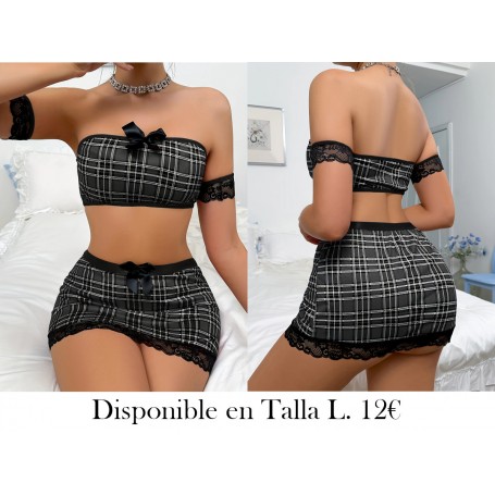 Conjunto de Tres Piezas LENCERIA NEGRA