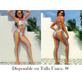 Traje de baño de arcoíris vibrante de gran elasticidad CONJUNTO MALLA COLORES