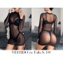Vestido Ajustado de Manga Larga y Malla Negra MALLA NEGRA