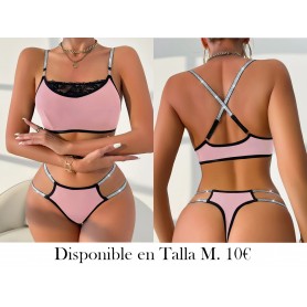 2 piezas de lencería de mujer con ribete LENCERIA ROSA